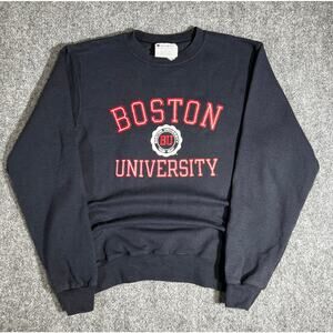 Y2K Boston University Champion Crewneck Sweatshirt Navy Medium